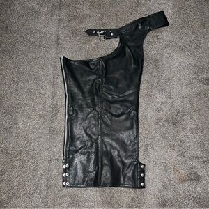 California Leather Creations Black Motorcycle Biker Chap Sz Medium Made In USA